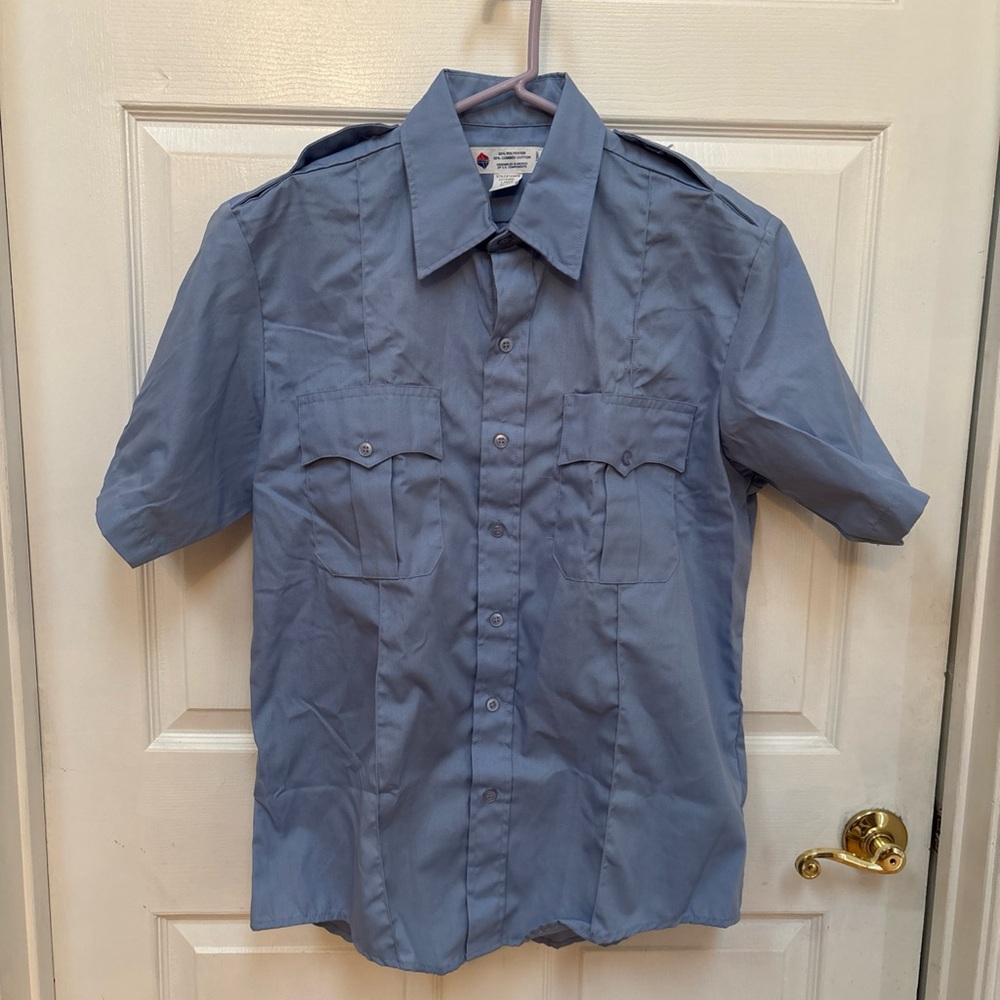 Liberty Blue Security Guard Police Uniform Shirt - Large 16-16 1/2 Short Sleeve